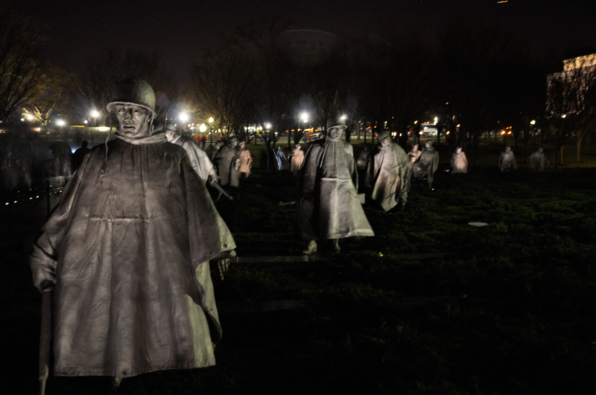 Korean War Memorial in Washington DC at night