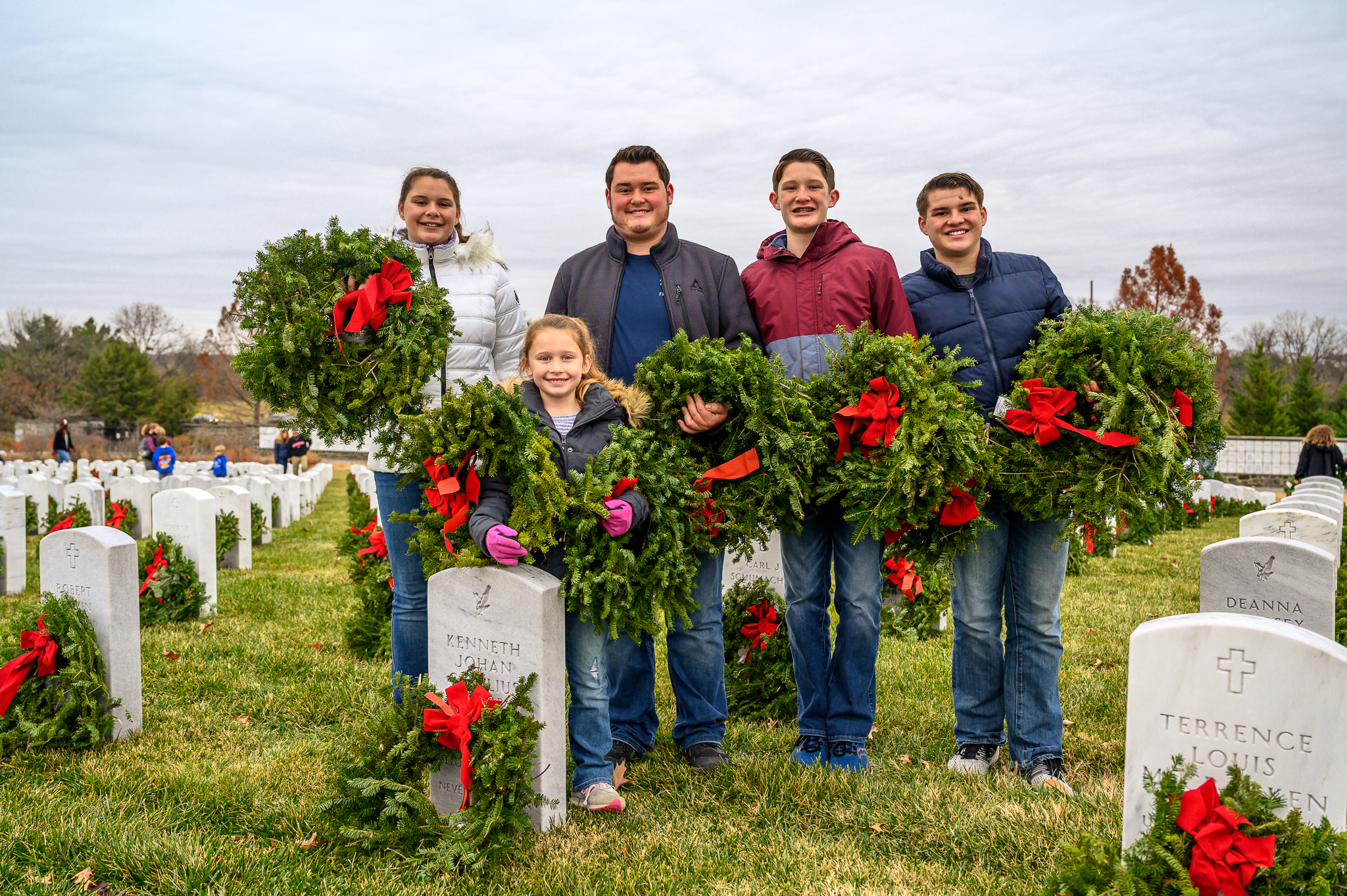 kids at Wreaths Across America at Arlington National Cemetery