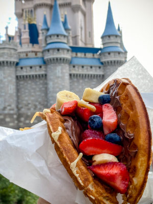 nutella waffle from Sleepy Hollow in front of Cinderella Castle