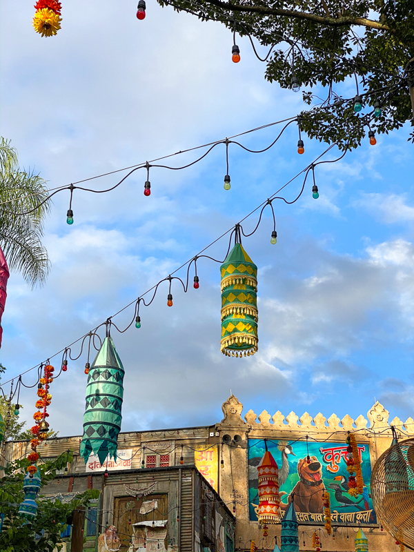 Holiday lights and lanterns in Asia at Animal Kingdom