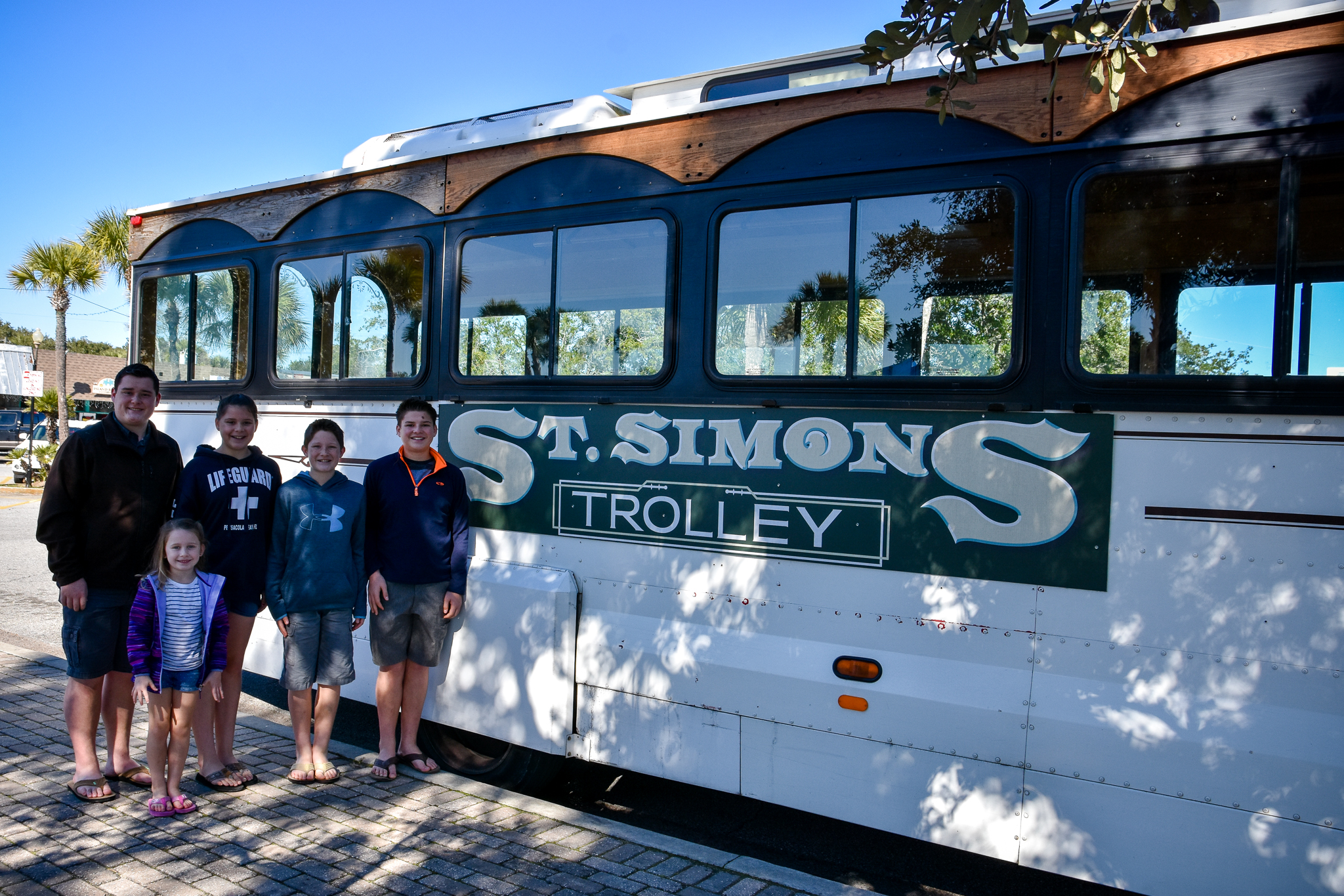 St Simons Trolley Tour white trolley