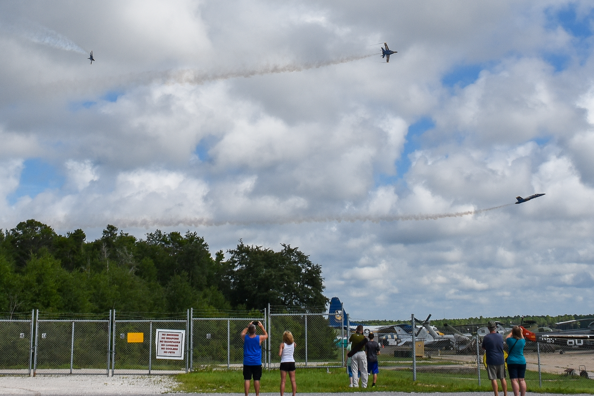 Blue Angels flight team practice on a cloudy day