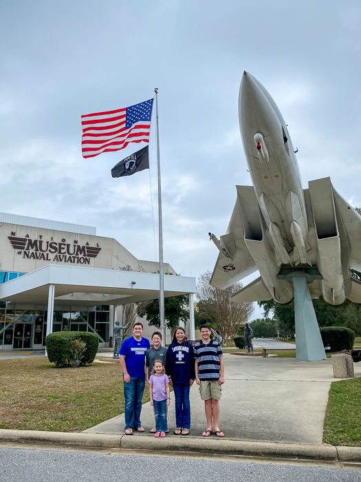 Kids at National Museum of Naval Aviation with F-14A Tomcat