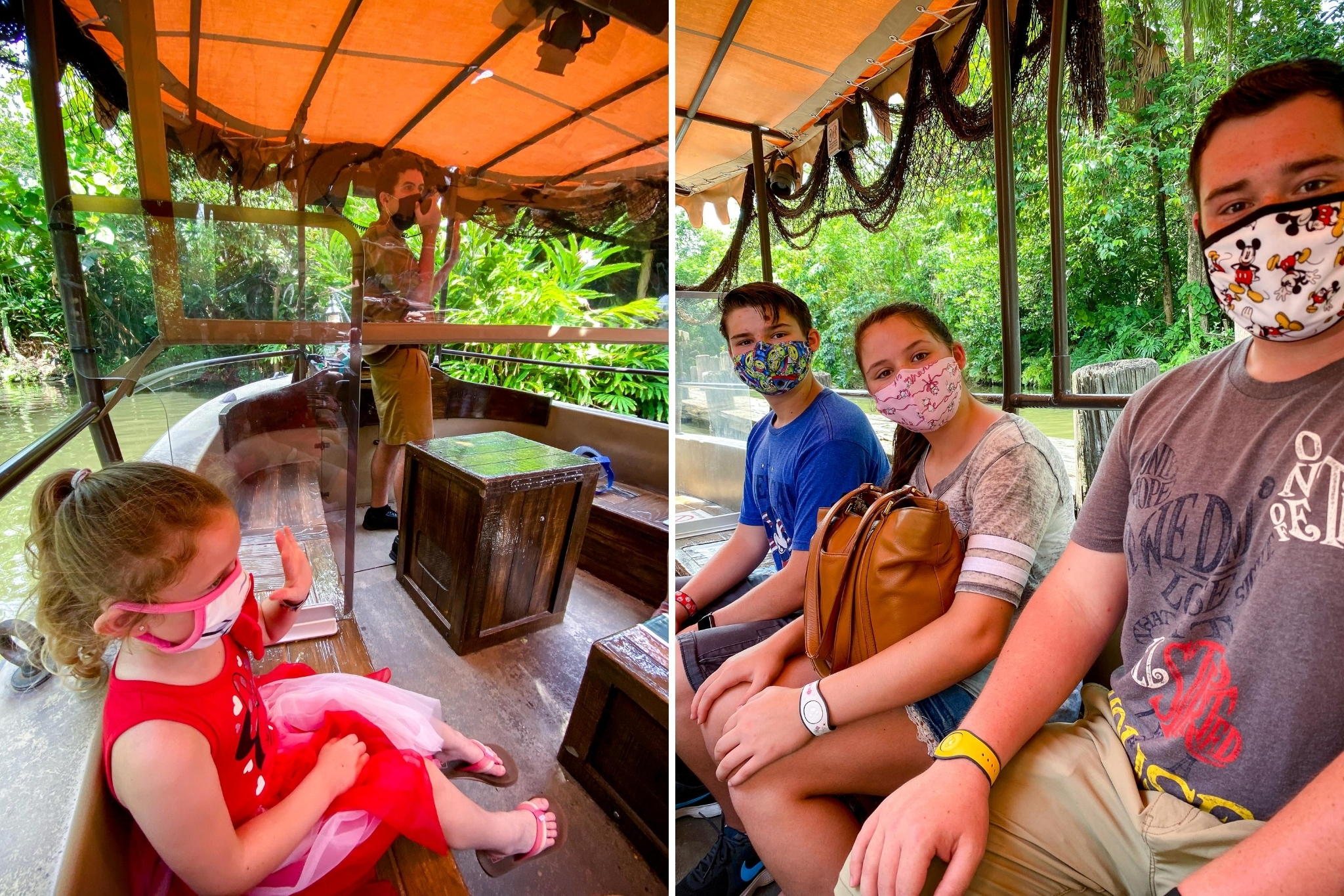 New plastic dividers on Jungle Cruise boats