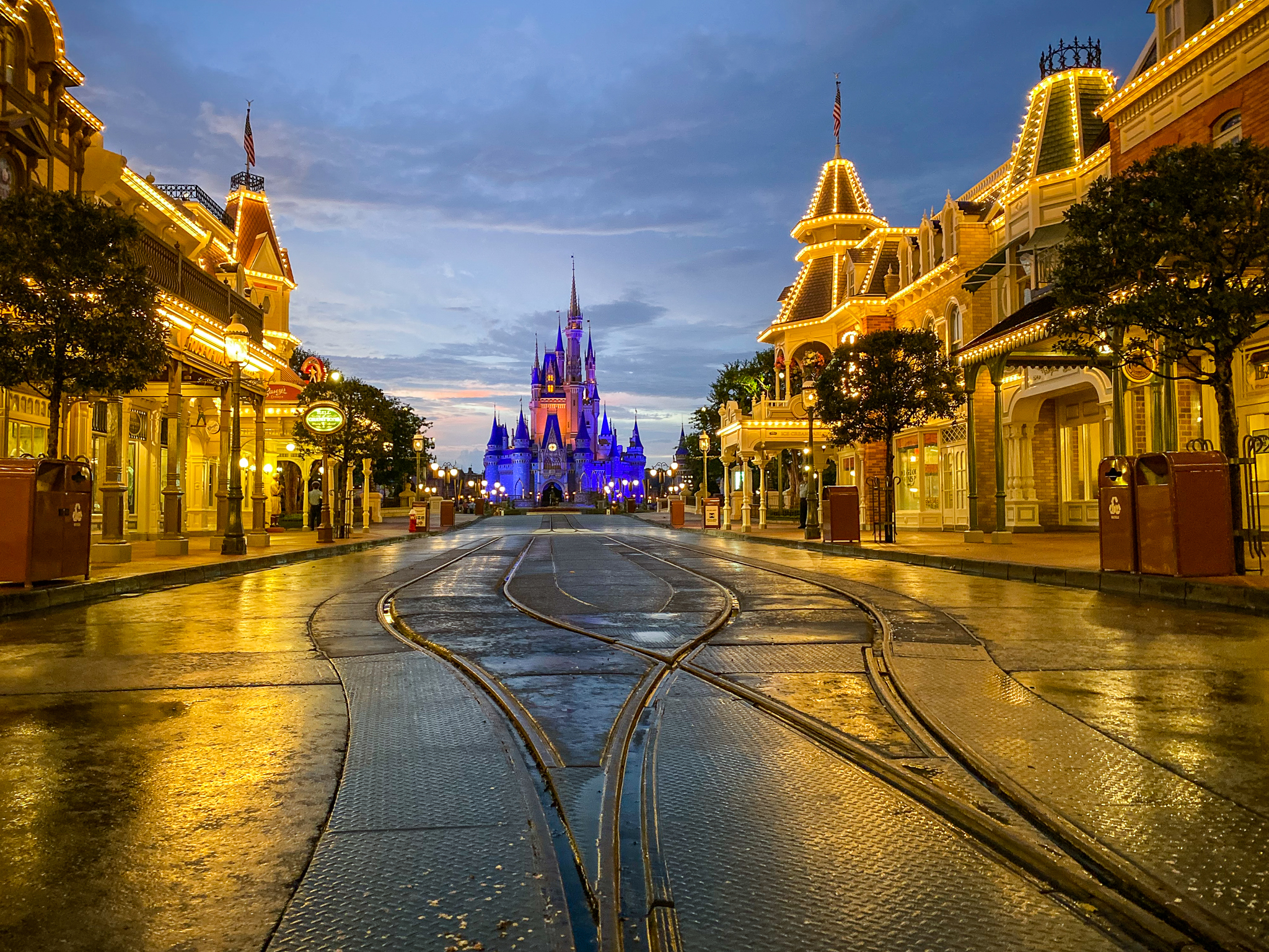 Empty Main Street just after sunset