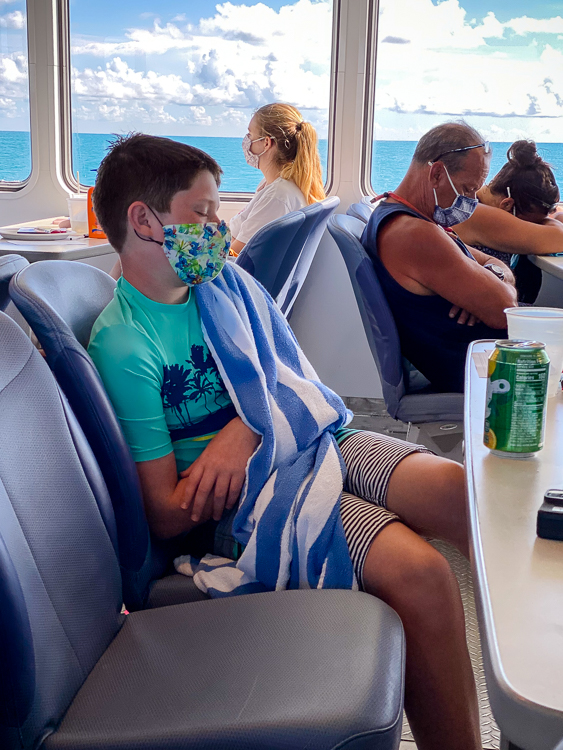 Sleeping teen on the ferry back to Key West