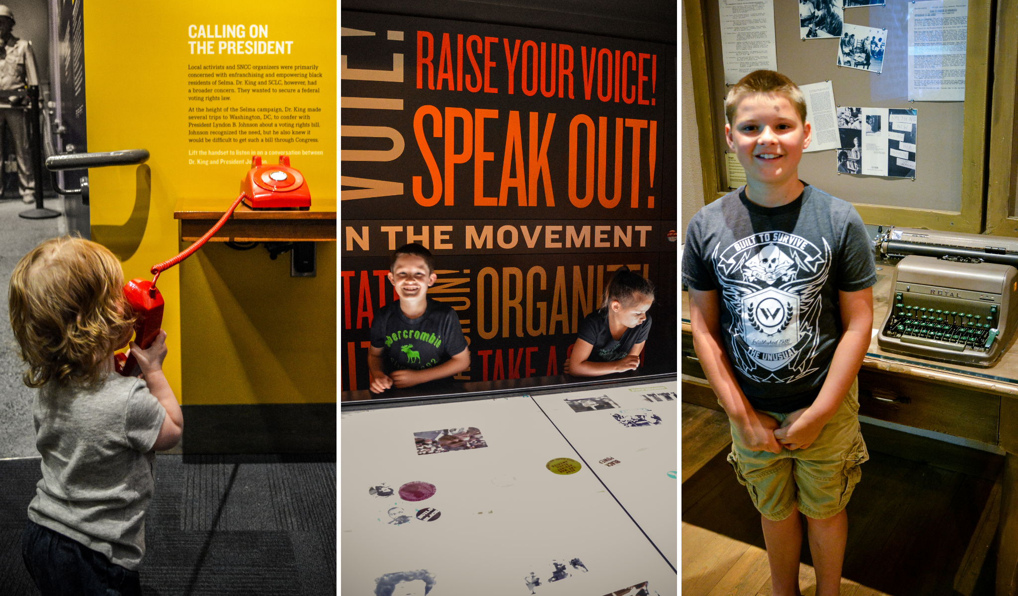 Interactive exhibits at National Civil Rights Museum with kids