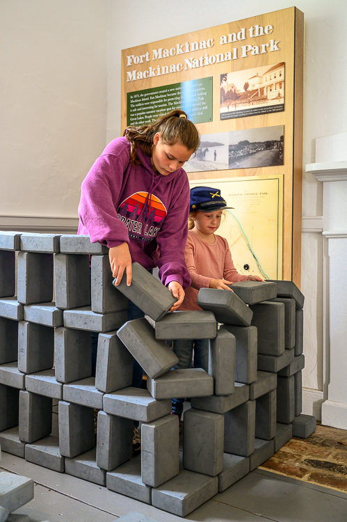 hands-on fort building exhibit at Fort Mackinac Michigan