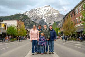 five kids smiling on Banff Ave