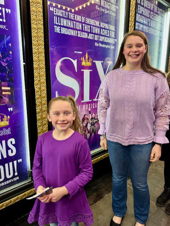 girls in purple Six the Musical Broadway with kids